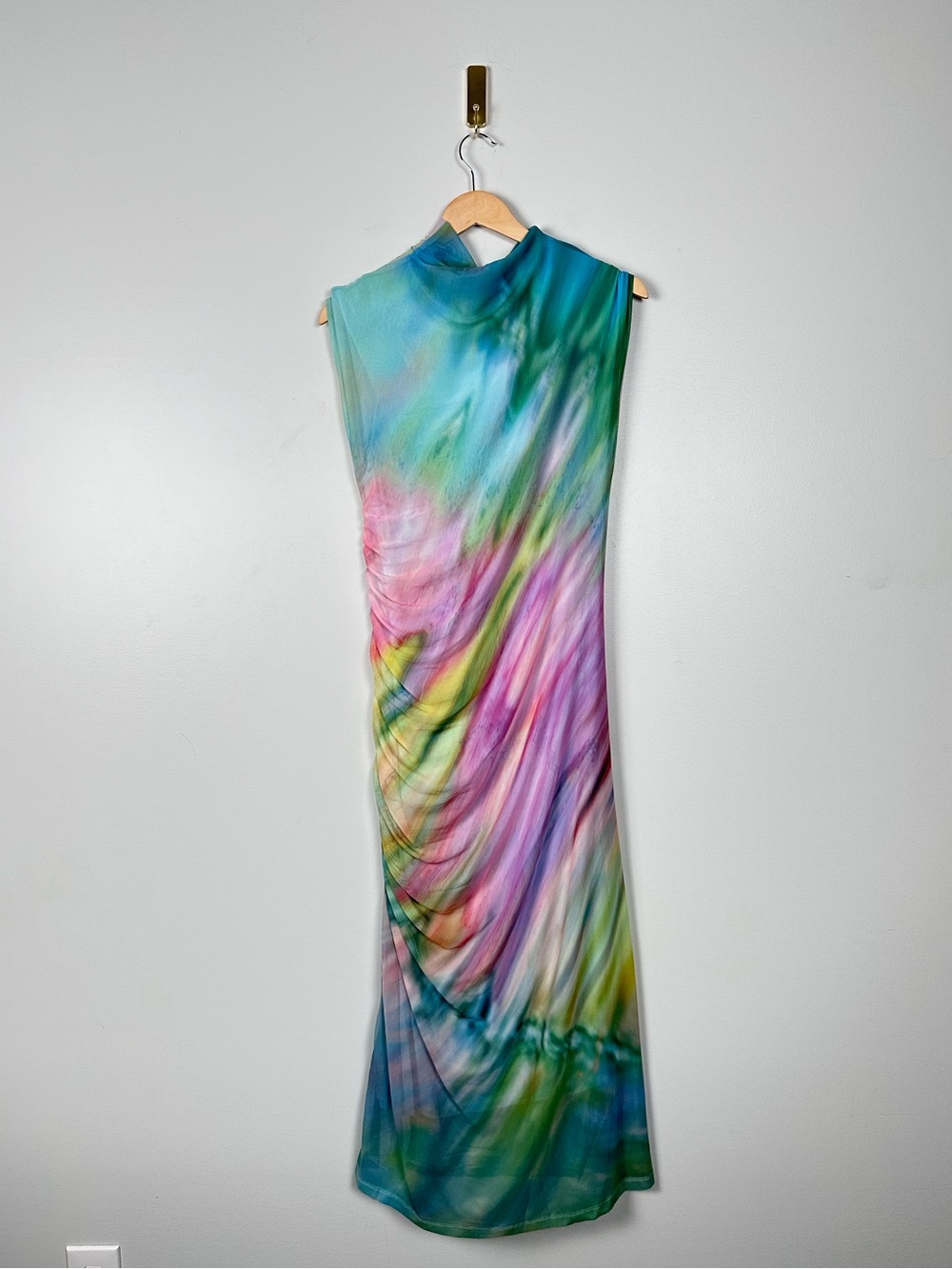 ANTHROPOLOGIE  The Maya Ruched Cowl-Neck Meah Dress – Green Pattern - Picture 3 of 11